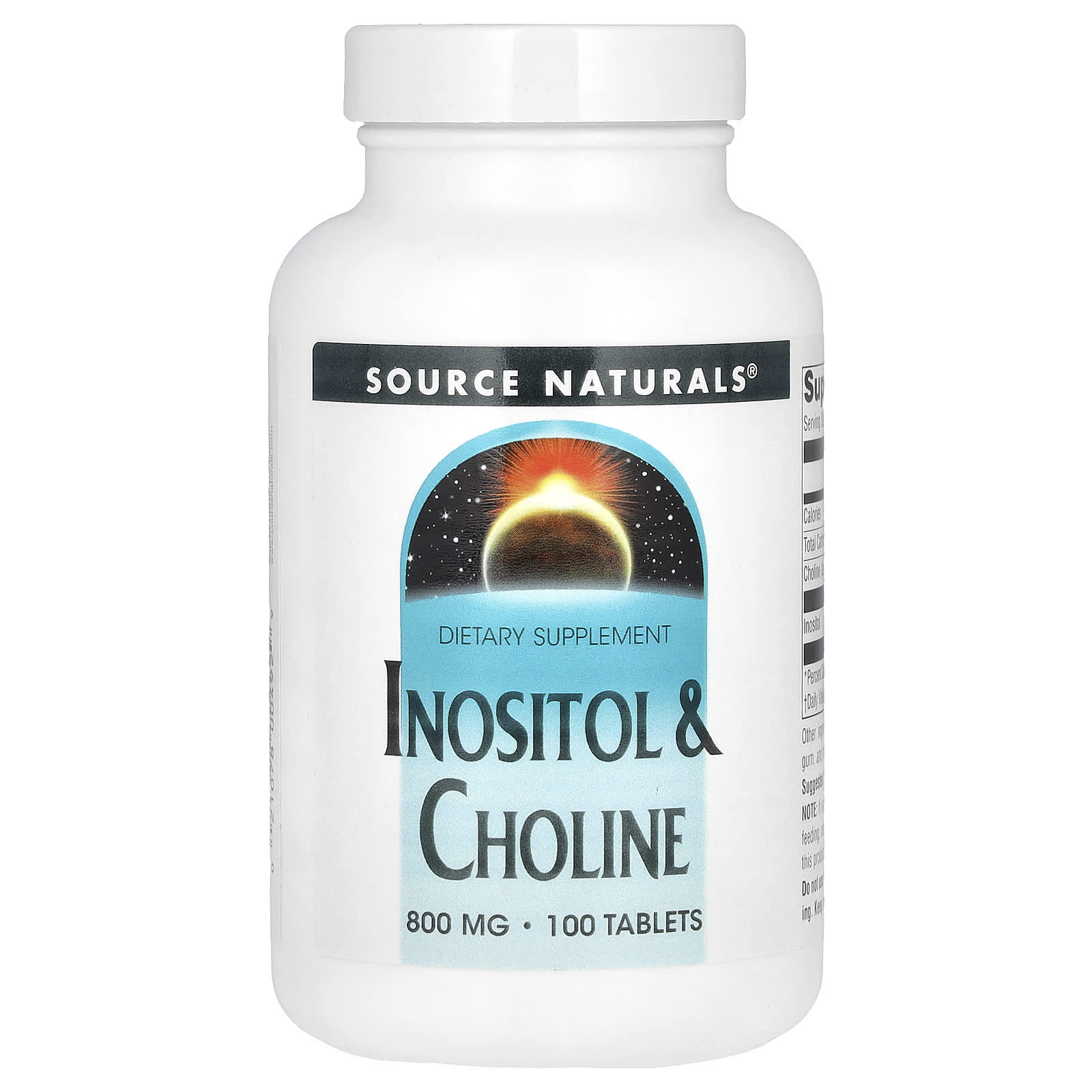 Инозитол Source Naturals & Choline, 100 таблеток