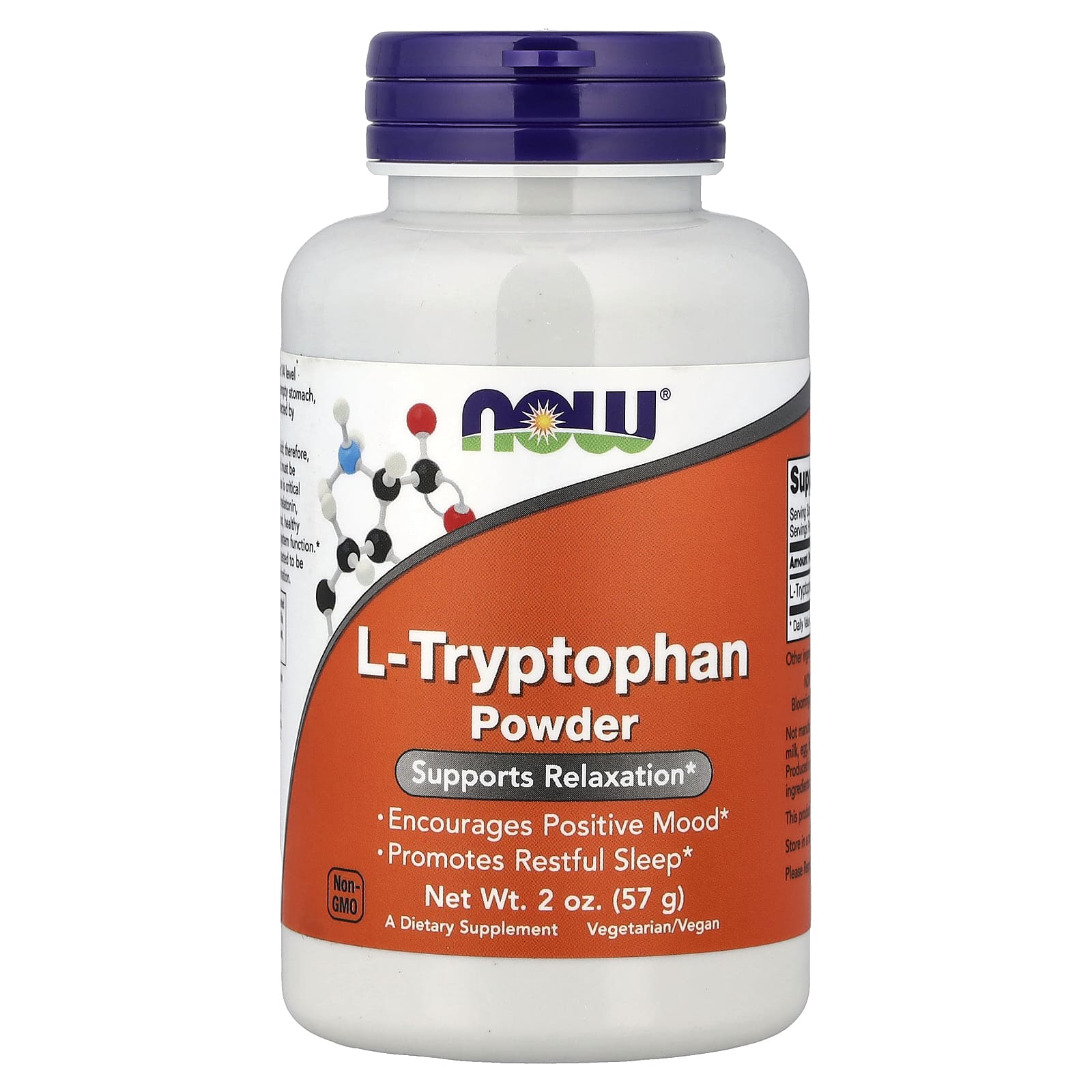 L-триптофан NOW Foods L-Tryptophan Powder, 57 г, порошок