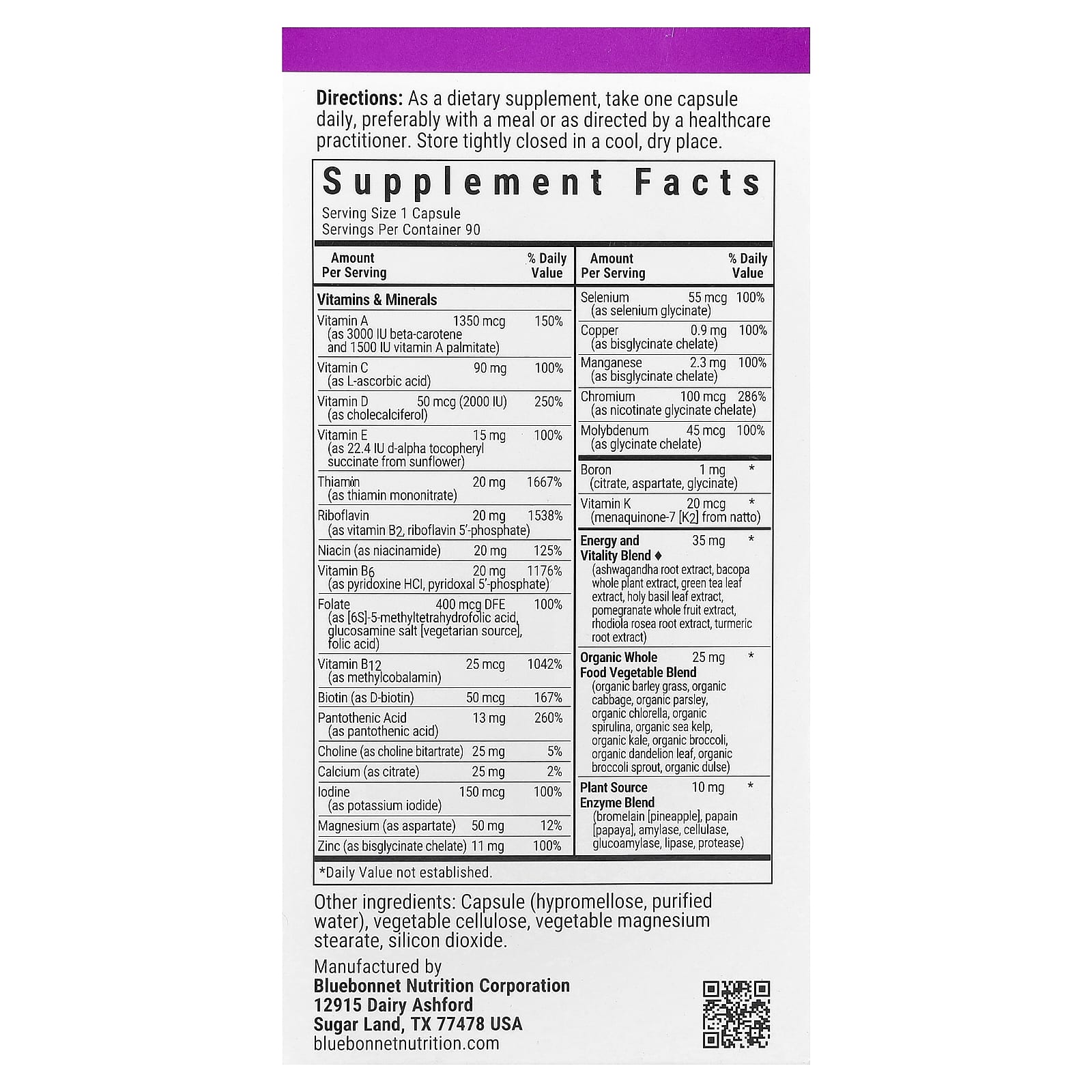 Железо Bluebonnet Nutrition MaxiONE® Free, 90 растительных капсул — фото 3