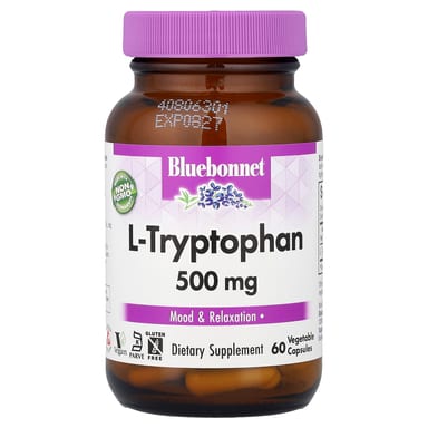 L-триптофан Bluebonnet Nutrition L-Tryptophan, 500 мг, 60 растительных капсул