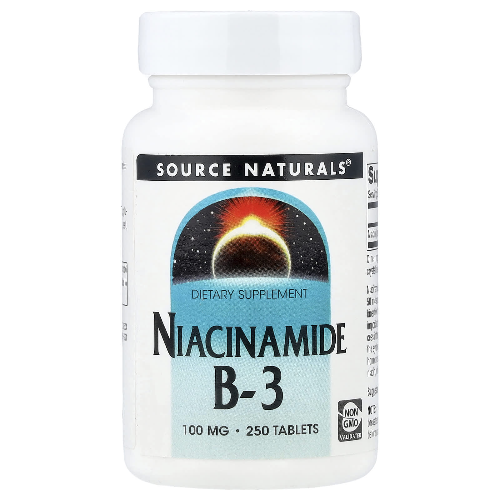 Ниацинамид Source Naturals B-3, 100 мг, 250 таблеток