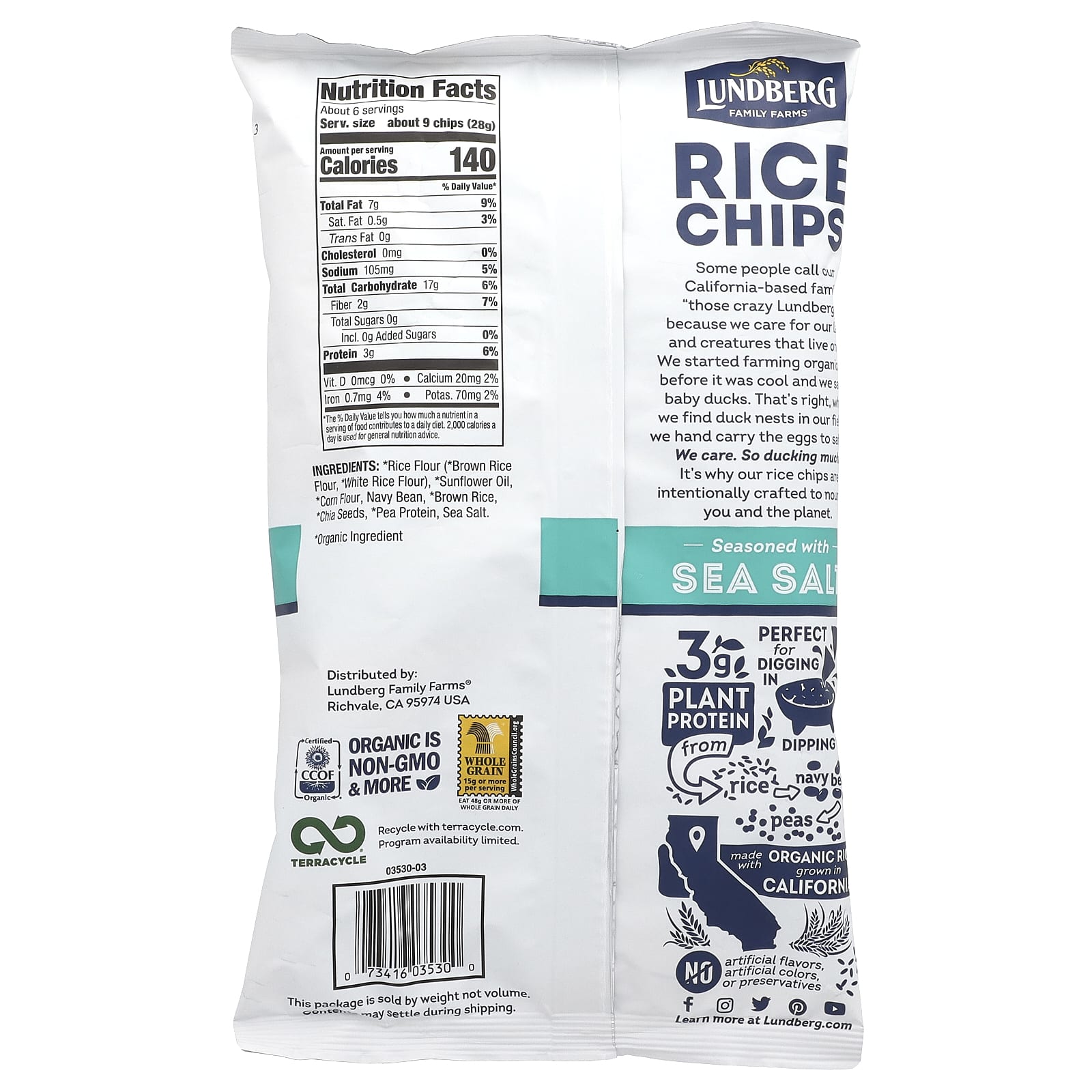 Морская соль Lundberg Rice Chips, 156 г — фото 2