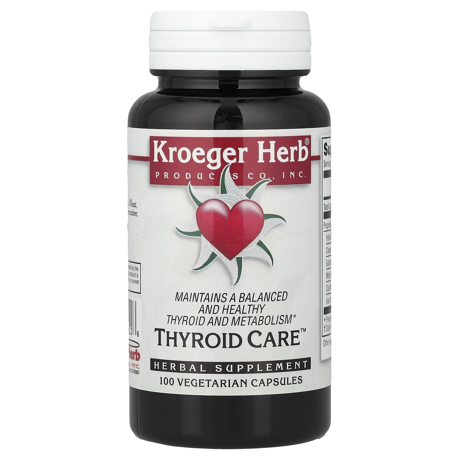 Уход за щитовидной железой Kroeger Herb Co, 100 вегетарианских капсул