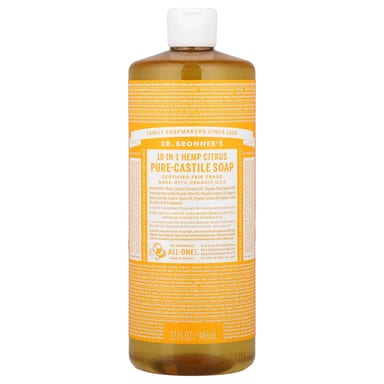 Жидкое кастильское мыло Dr. Bronner's 18-in-1 Pure-Castile Soap, аромат Hemp Citrus, 946 мл