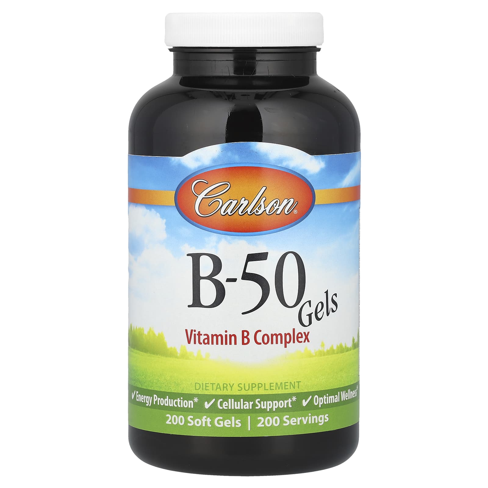 Комплекс витаминов B Carlson B-50 Gel, 200 мягких капсул
