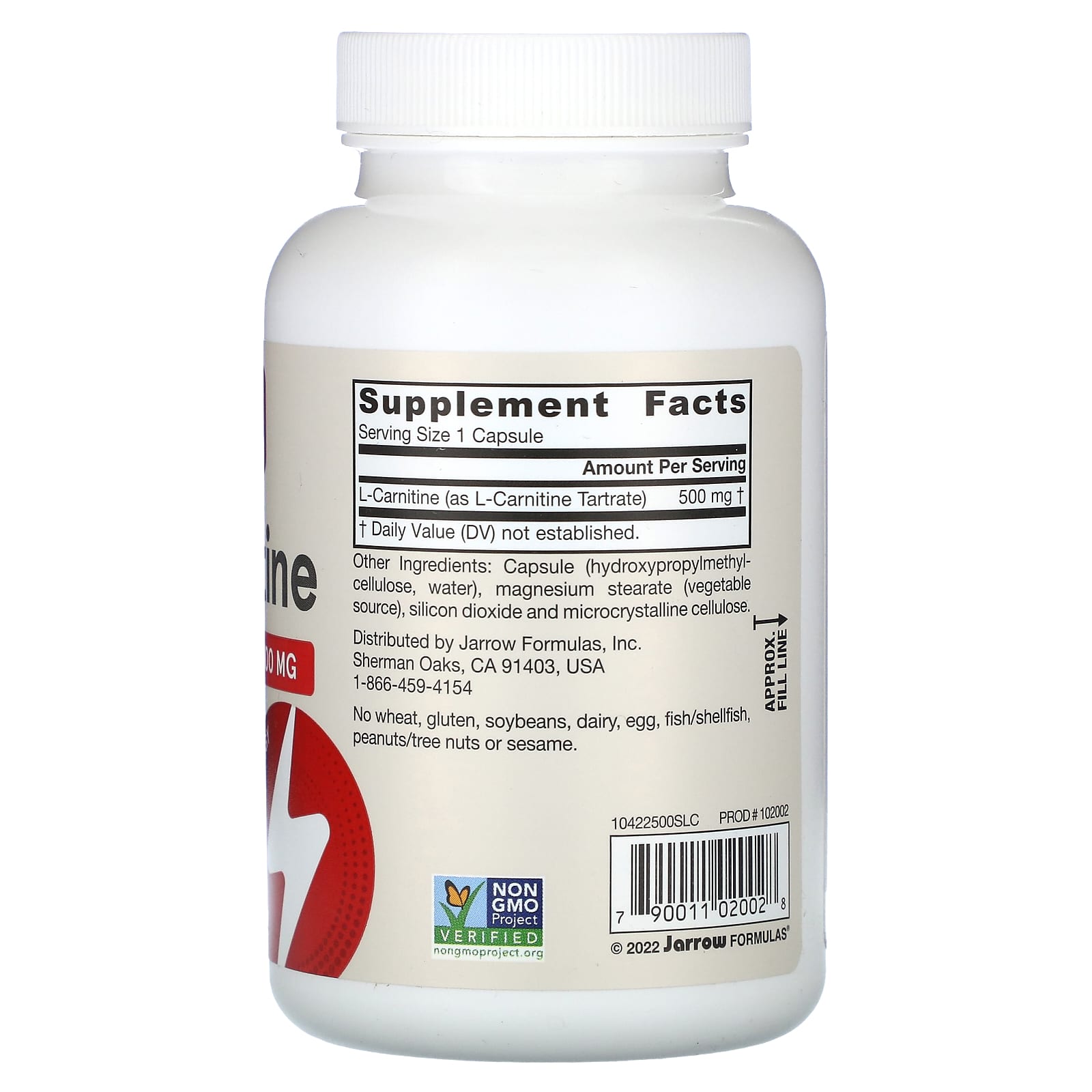 L-карнитин Jarrow Formulas L-Carnitine, 500 мг, 100 растительных капсул — фото 2