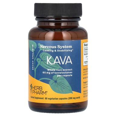 Кава Herb Pharm, 60 вегетарианских капсул (200 мг на капсулу)