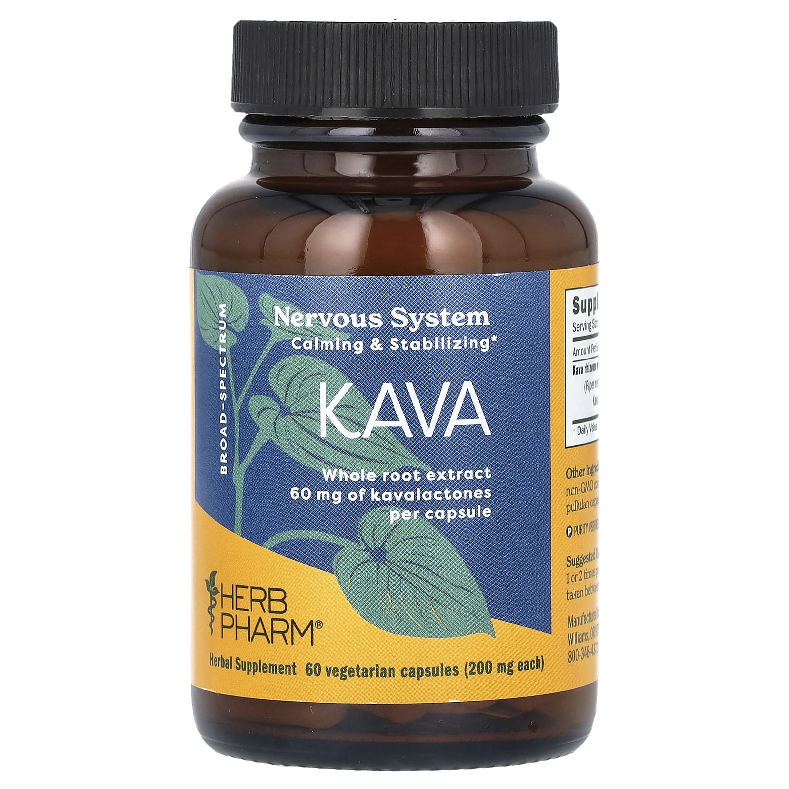 Кава Herb Pharm, 60 вегетарианских капсул (200 мг на капсулу)