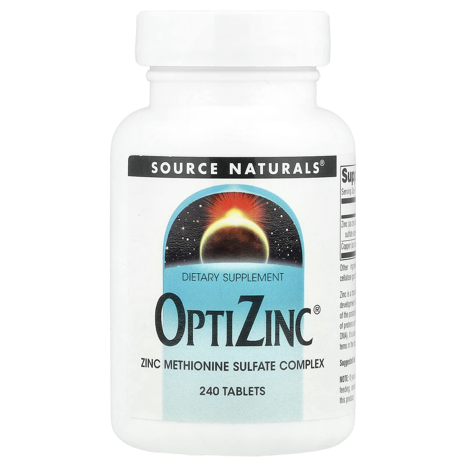 Цинк OptiZinc Source Naturals®, 240 таблеток