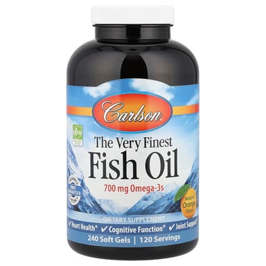 Рыбий жир Carlson The Very Finest, вкус Natural Orange, 240 мягких капсул