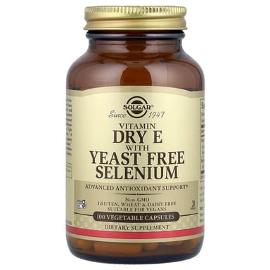 Селен Solgar Vitamin Dry E with Yeast Free, 100 растительных капсул
