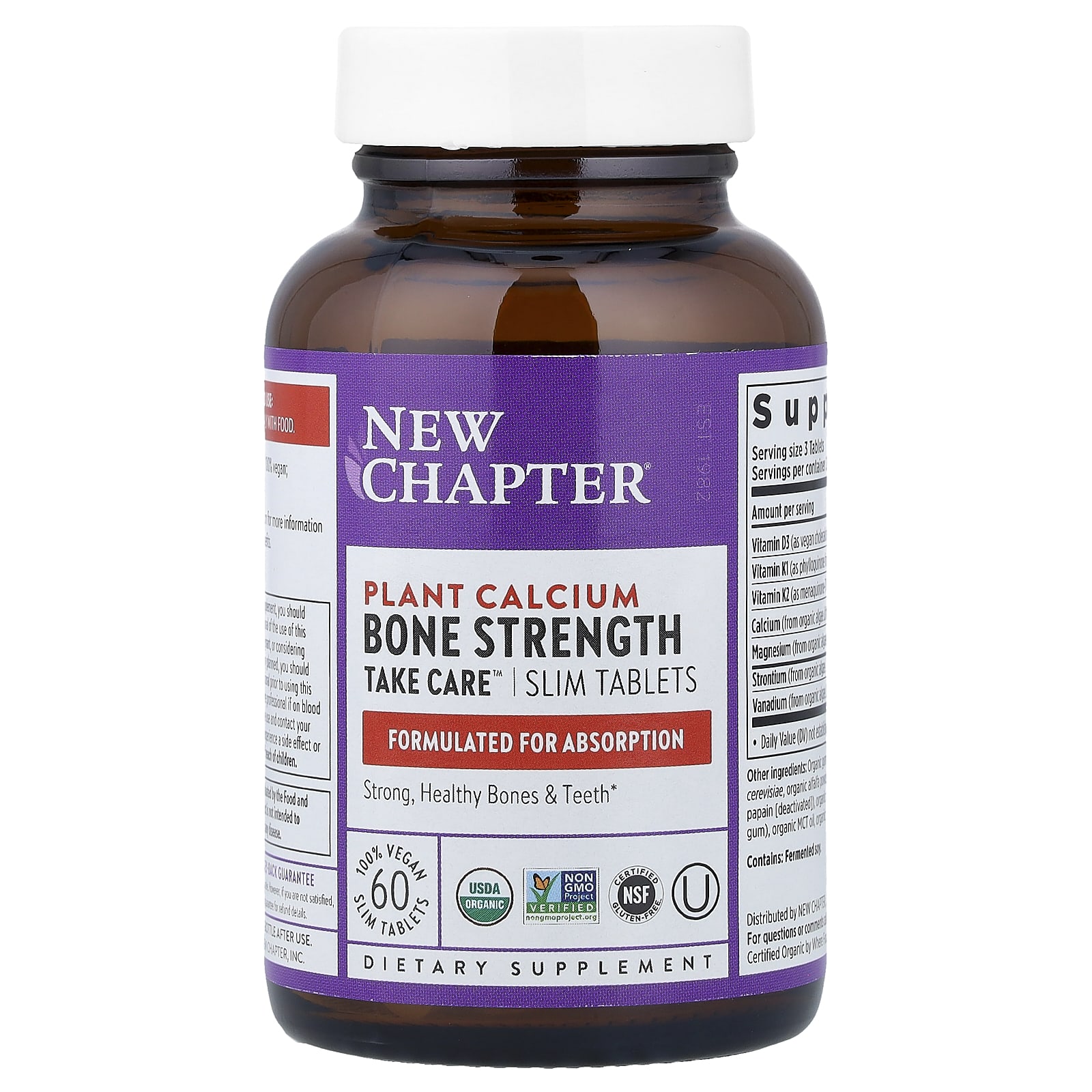 Комплекс Bone Strength New Chapter Plant Calcium Take Care™ 60 Slim Tablets, таблетки — фото 5