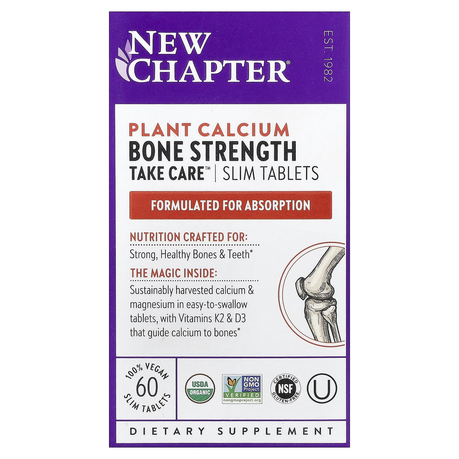 Комплекс Bone Strength New Chapter Plant Calcium Take Care™ 60 Slim Tablets, таблетки — фото 6