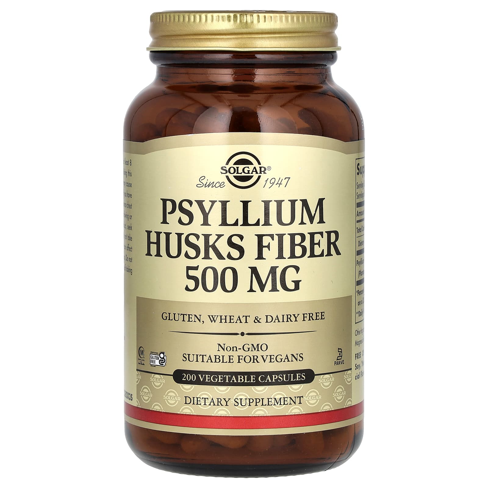 Клетчатка Solgar Psyllium Husks, 500 мг, 200 растительных капсул