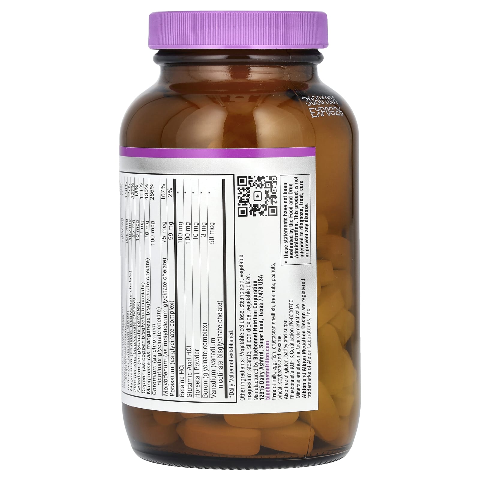 Железо Bluebonnet Nutrition Chelated Multiminerals Free, оттенок 120 Caplets — фото 3