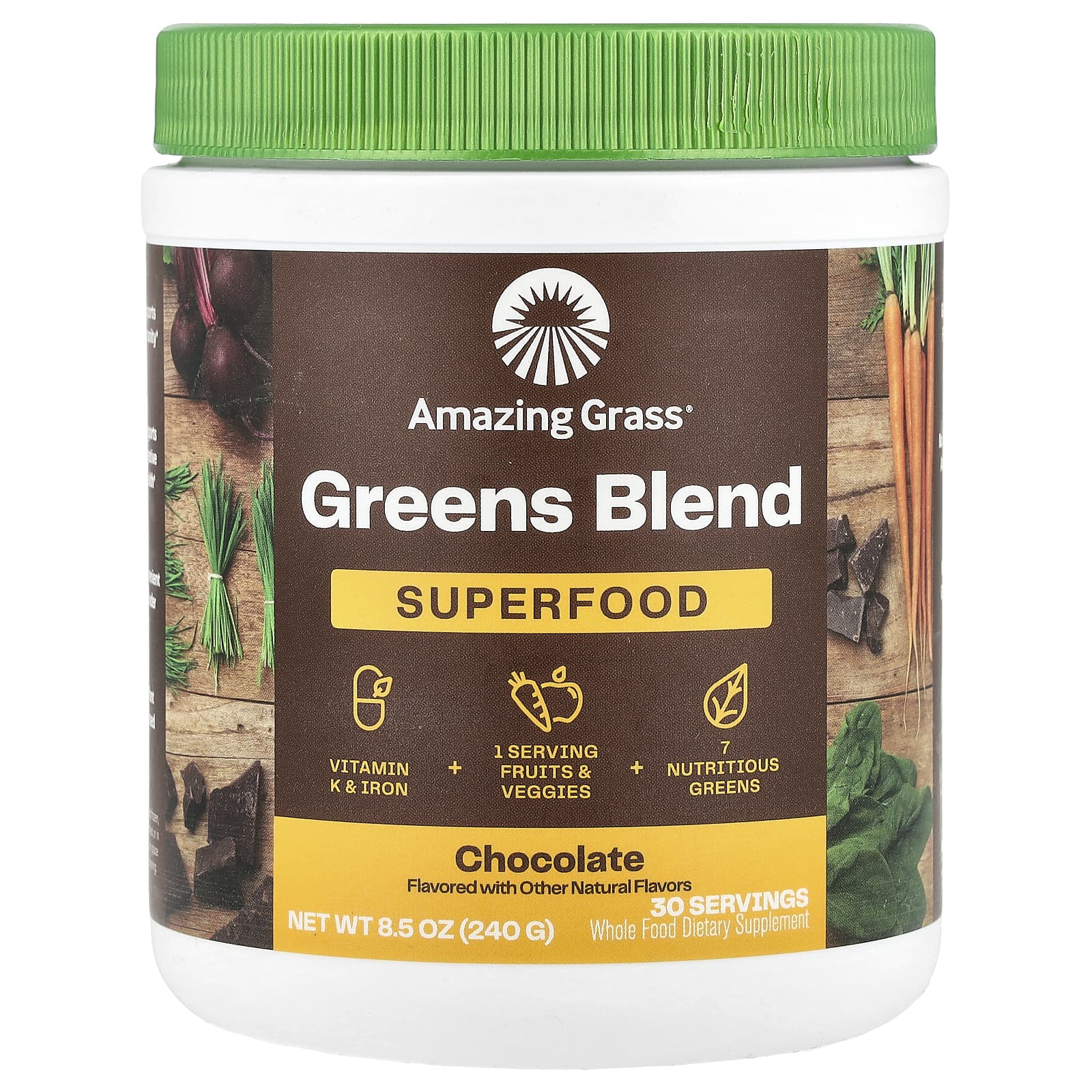 Зеленый комплекс Amazing Grass Superfood, вкус Chocolate, 240 г