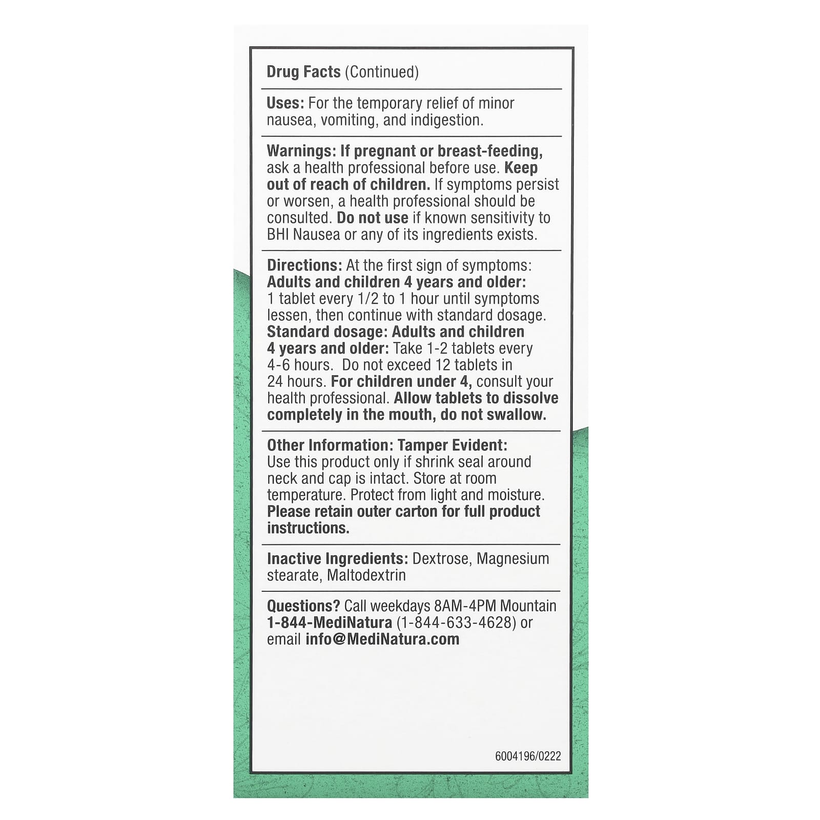Гомеопатическое средство MediNatura MediNatura Nausea Relief Tablets, 100 таблеток — фото 3