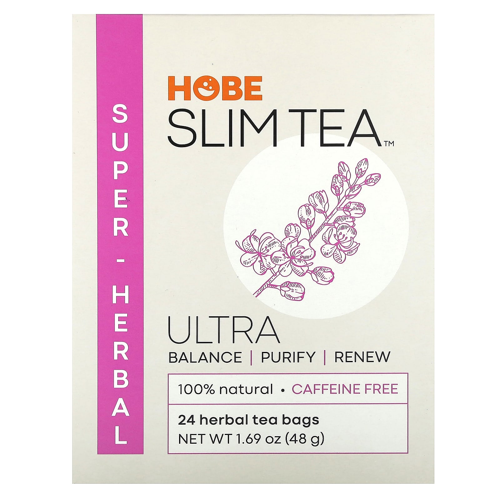 Травяной чай Hobe Labs Ultra Slim Tea Super Herbal 24 Bags, без кофеина, 48 г, чайные пакетики — фото 3