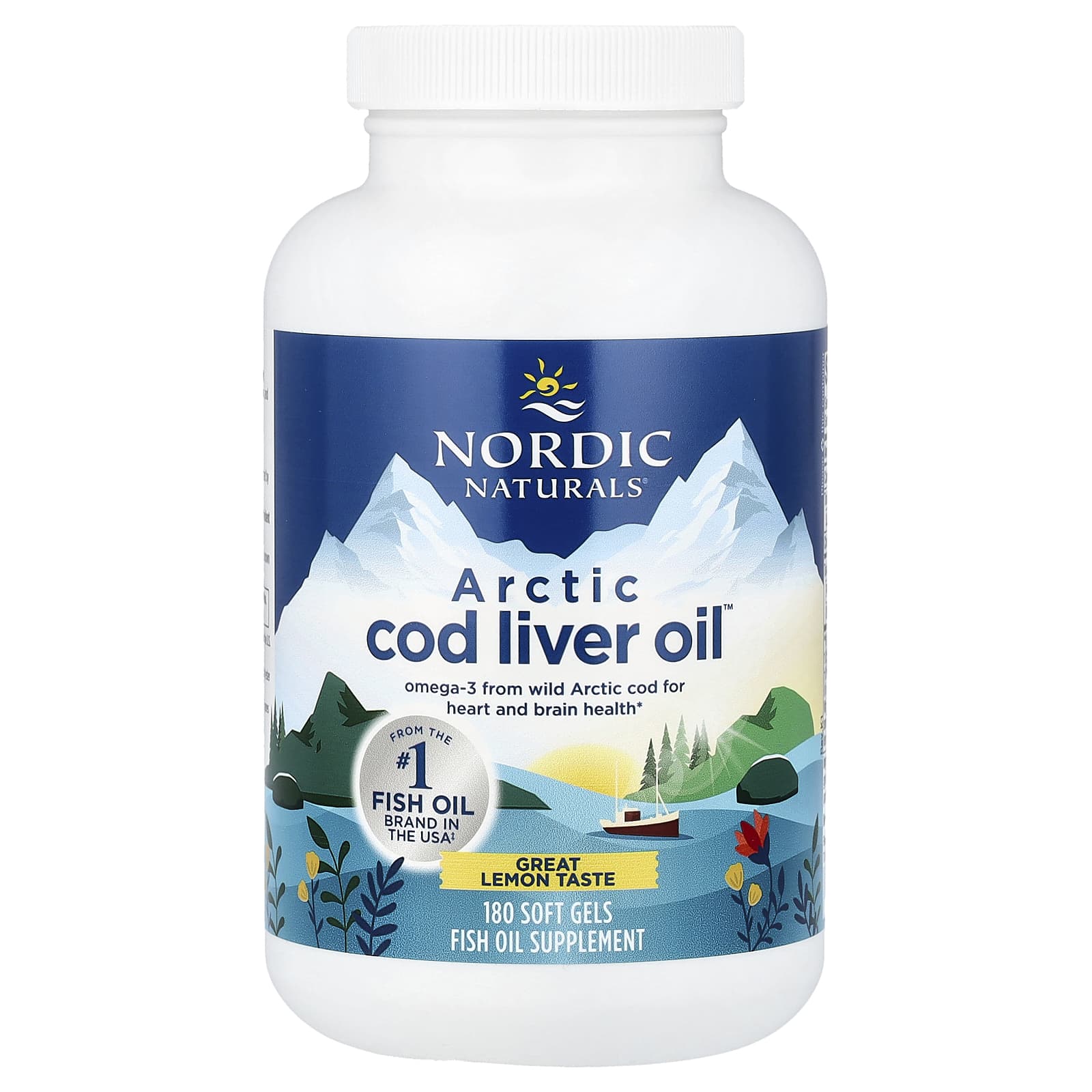 Масло печени трески Nordic Naturals Arctic™, вкус Lemon, 180 мягких капсул
