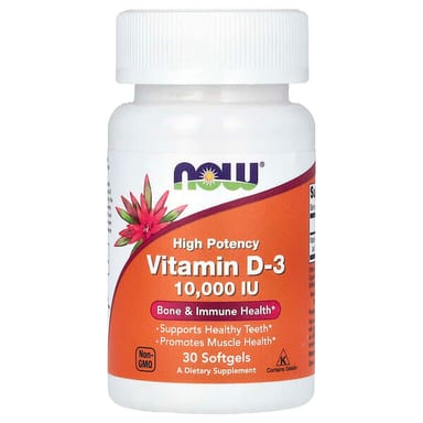 Витамин D3 NOW Foods High Potency, 10000 МЕ, 30 мягких капсул