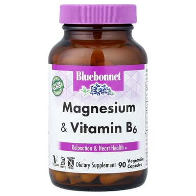 Магний Bluebonnet Nutrition & Vitamin B6, 90 растительных капсул