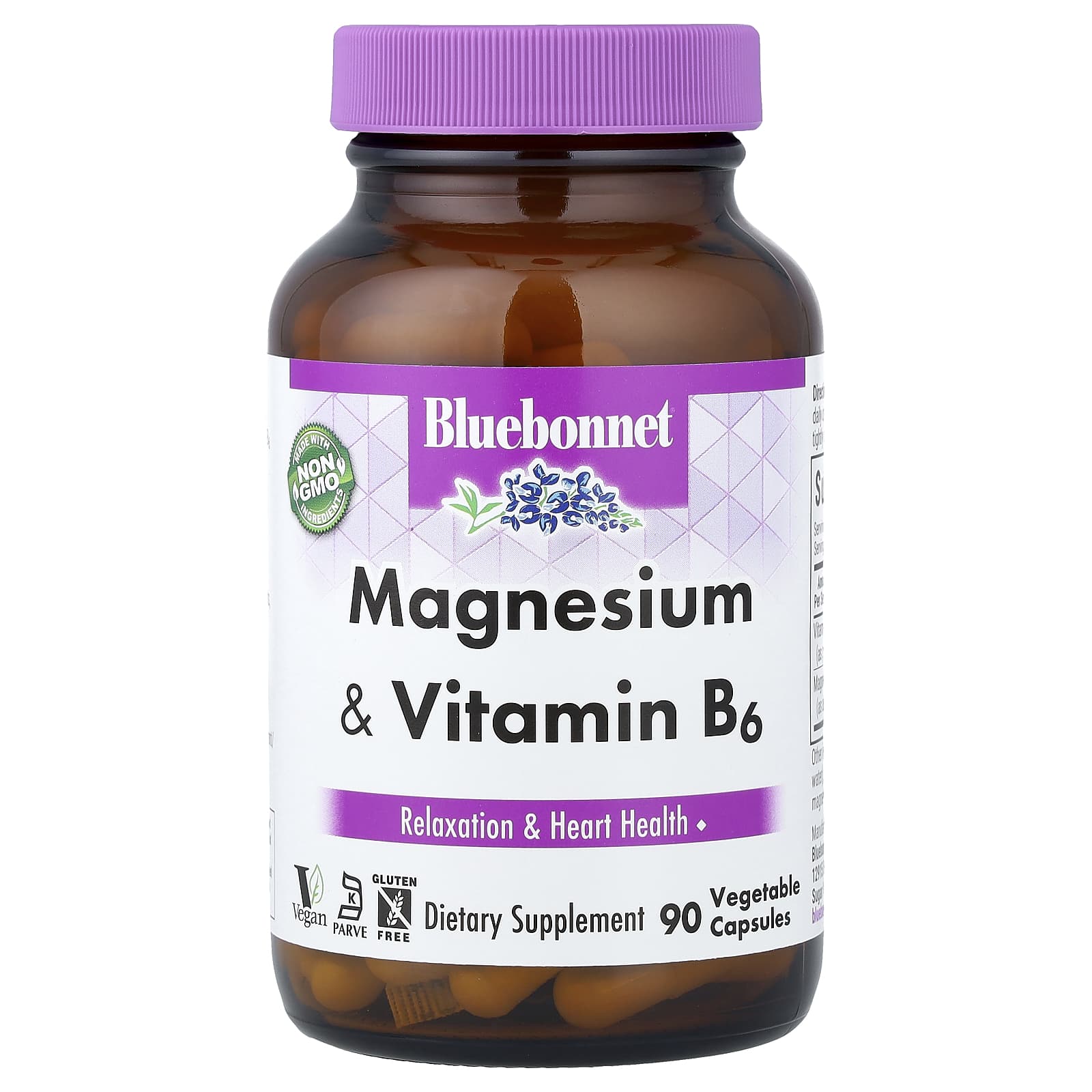 Магний Bluebonnet Nutrition & Vitamin B6, 90 растительных капсул