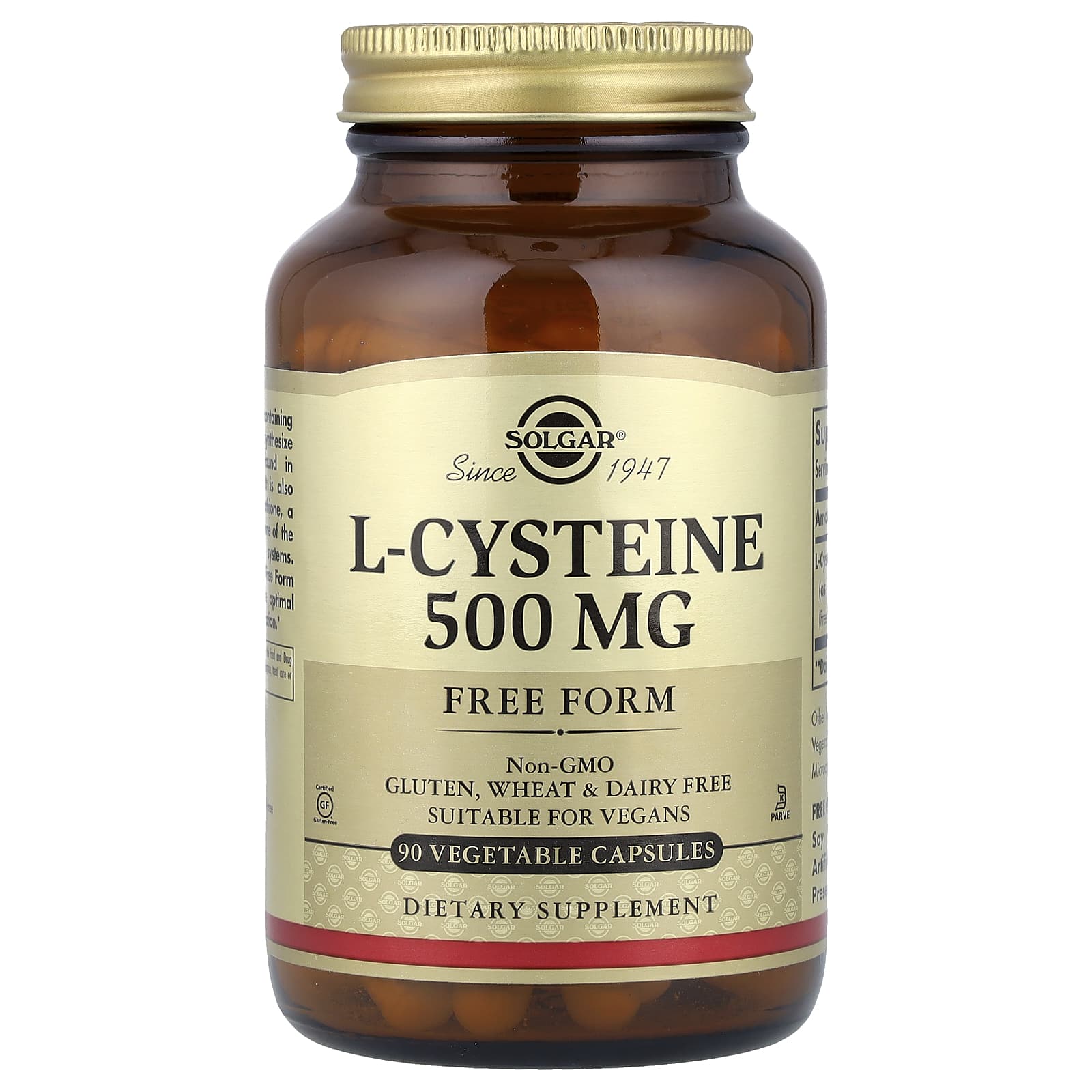 L-цистеин Solgar L-Cysteine, 500 мг, 90 растительных капсул