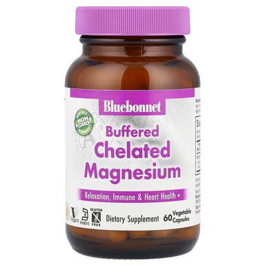 Магний Bluebonnet Nutrition Buffered Chelated, 200 мг, 60 растительных капсул