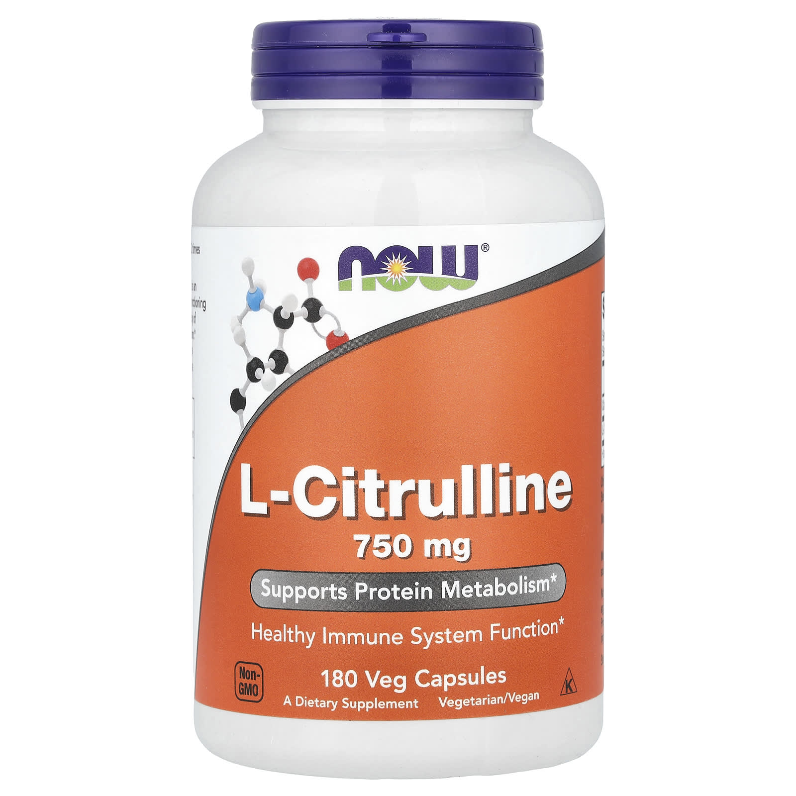 L-цитруллин NOW Foods L-Citrulline, 750 мг, 180 растительных капсул