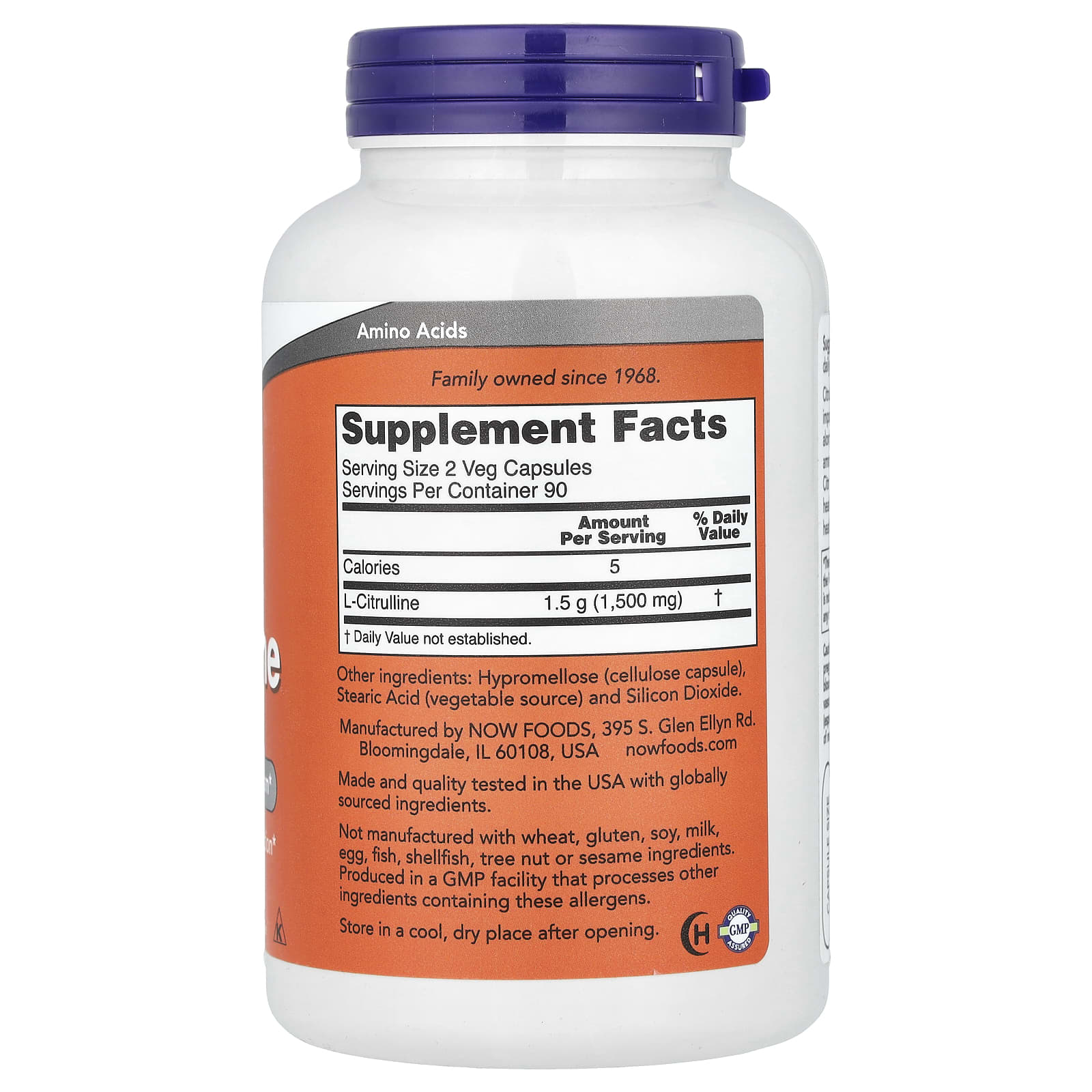 L-цитруллин NOW Foods L-Citrulline, 750 мг, 180 растительных капсул — фото 2
