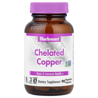 Хелатная медь Bluebonnet Nutrition, 3 мг, 90 растительных капсул
