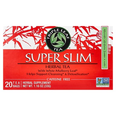 Травяной чай Triple Leaf Tea Super Slim 20 Tea Bags, без кофеина, 33 г, чайные пакетики