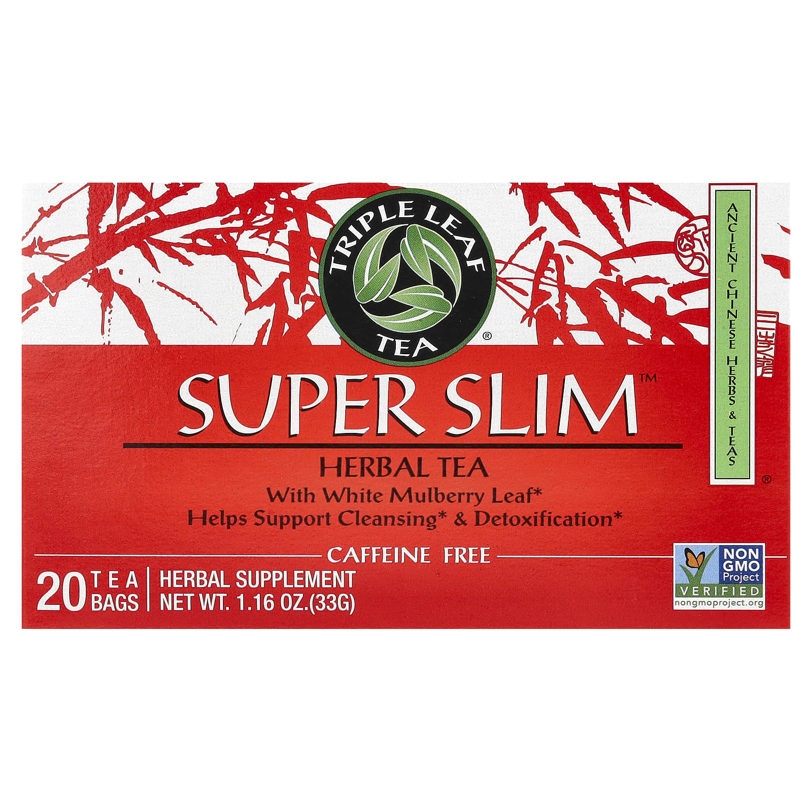 Травяной чай Triple Leaf Tea Super Slim 20 Tea Bags, без кофеина, 33 г, чайные пакетики