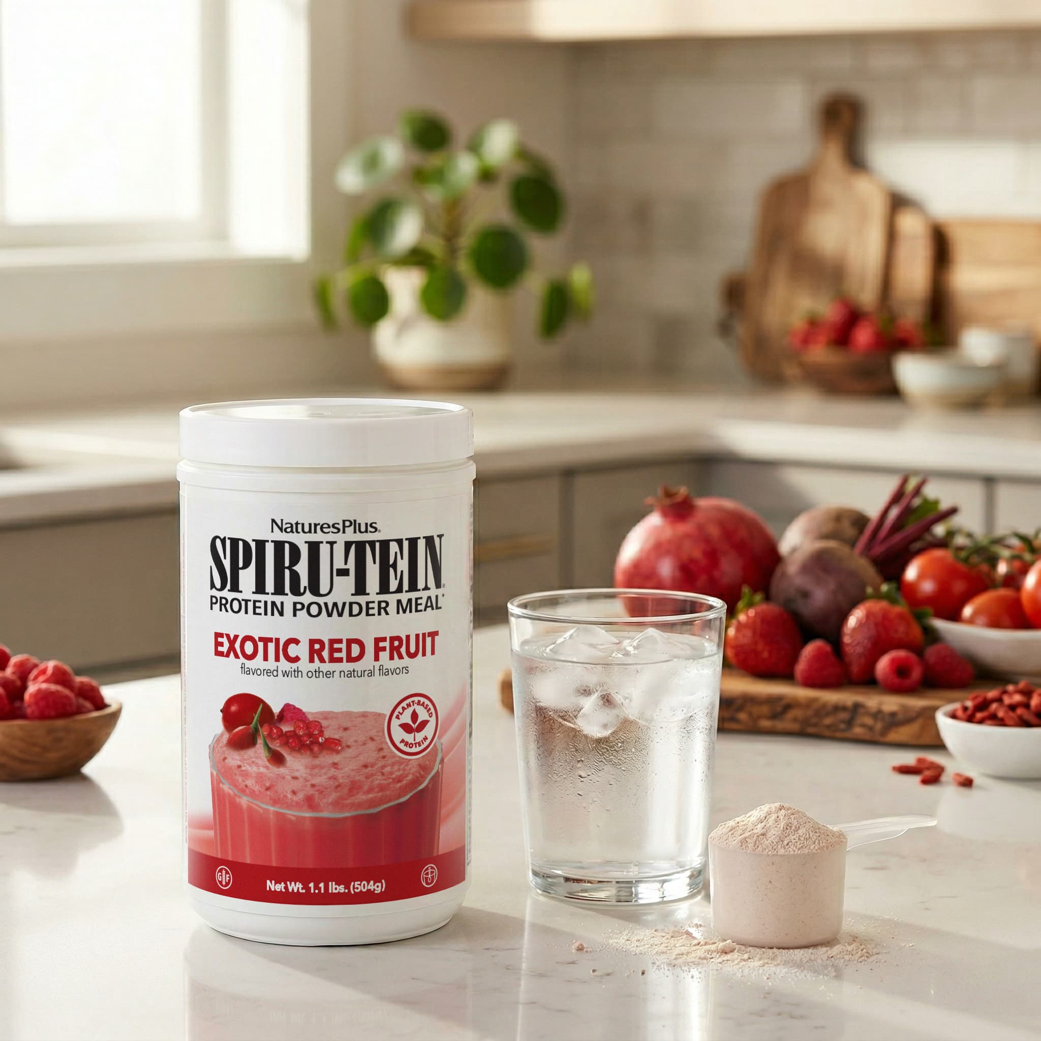Протеиновый порошок NaturesPlus Spiru-Tein® Meal Exotic Red Fruit, 504 г — фото 6