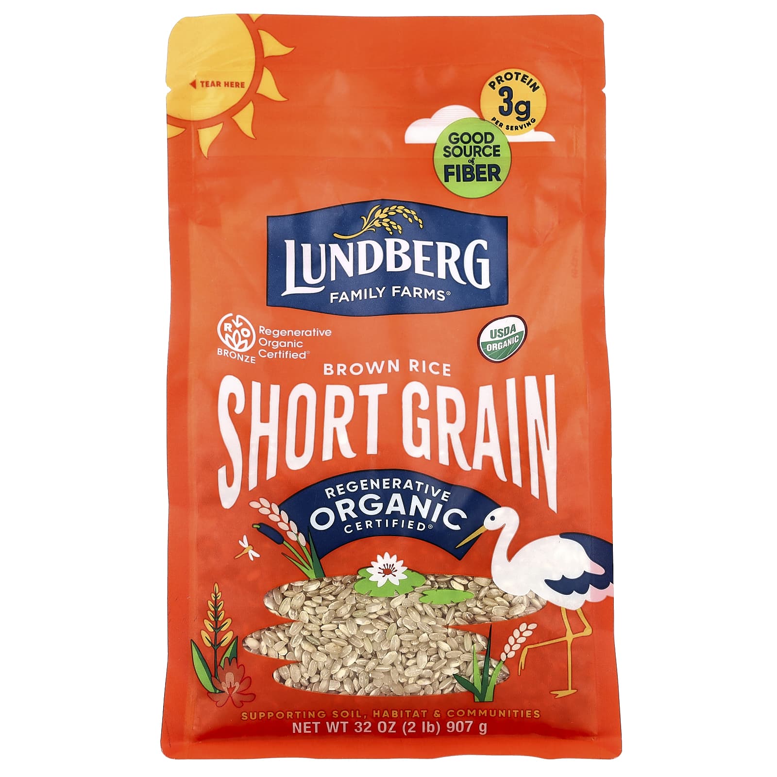Рис Lundberg Organic Brown Short Grain, 907 г
