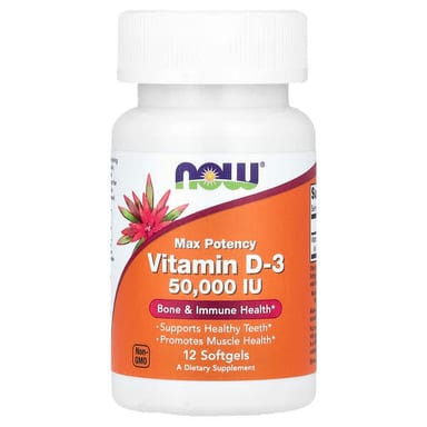 Витамин D3 NOW Foods Max Potency, 50000 МЕ, 12 мягких капсул