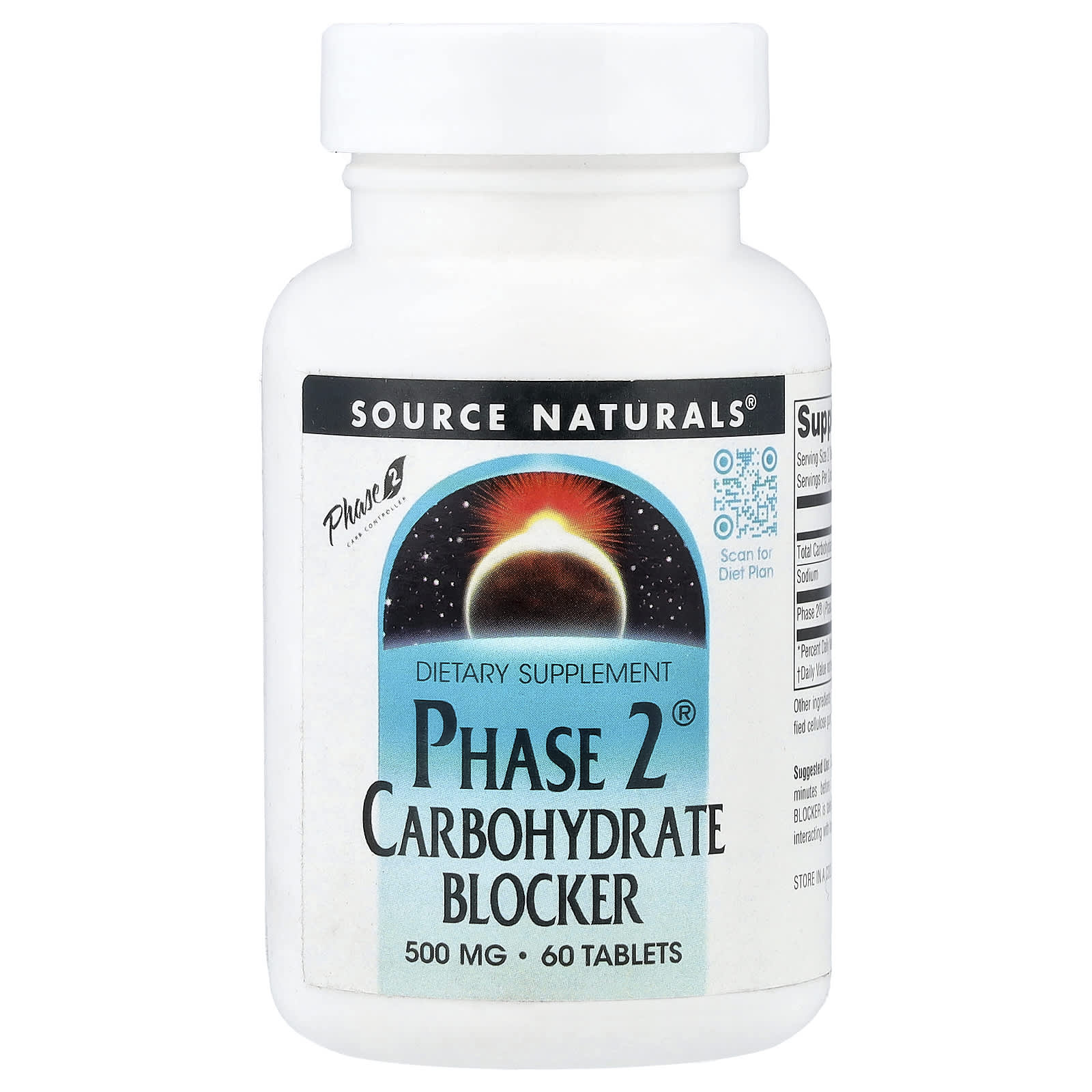 Блокатор углеводов Phase 2 Source Naturals Phase 2® Carbohydrate Blocker, 500 мг, 60 таблеток