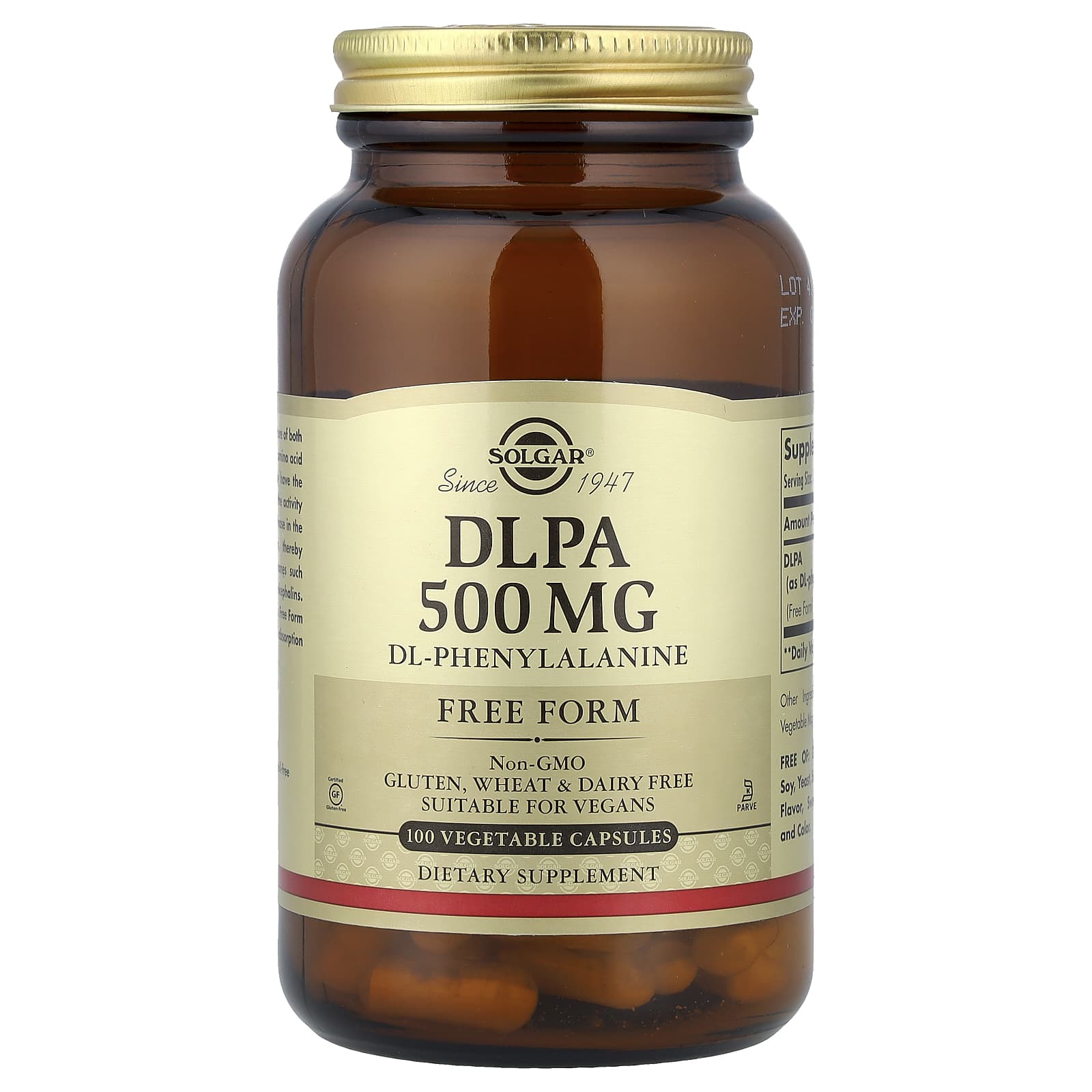 DLPA Solgar, 500 мг, 100 растительных капсул