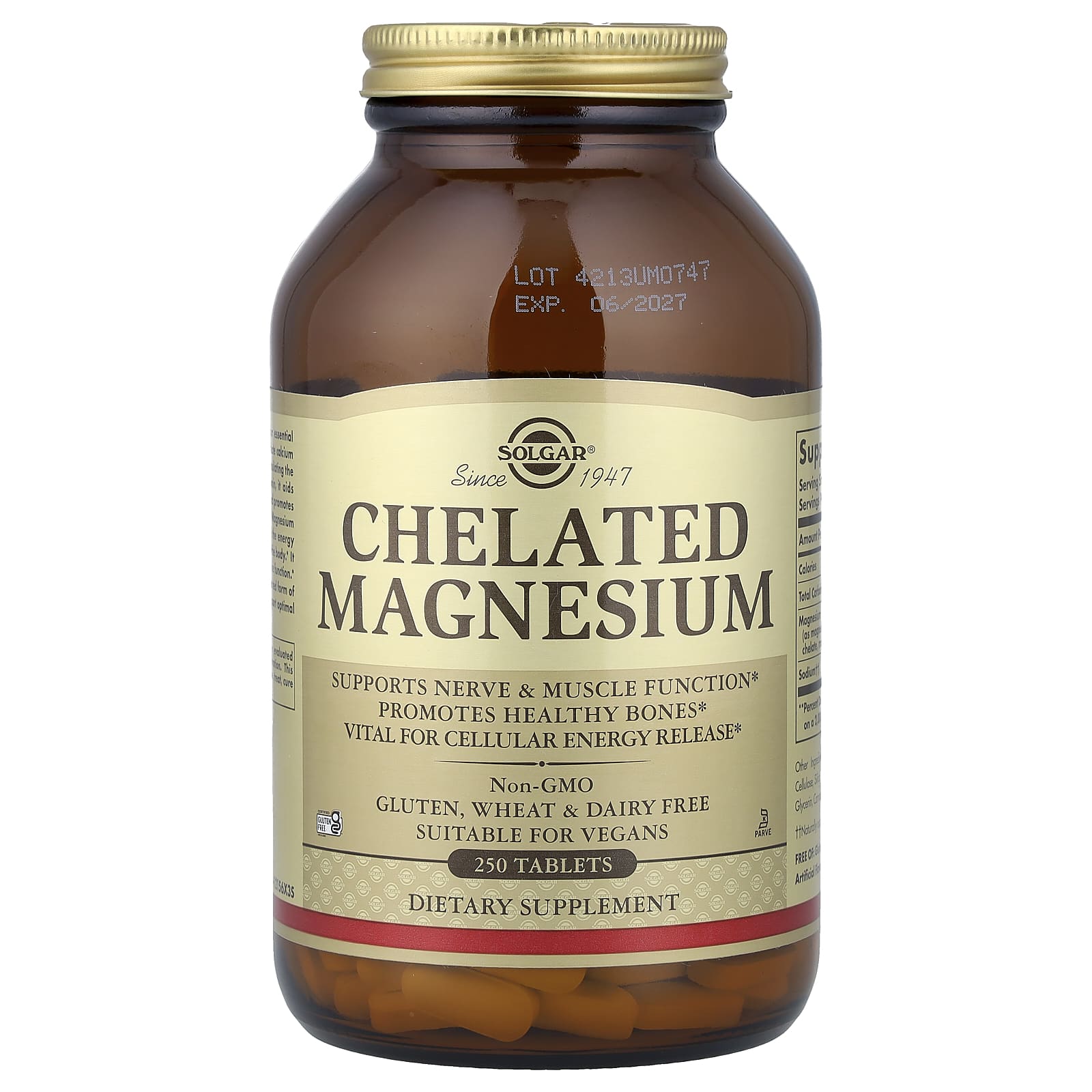 Магний Solgar Chelated, 100 мг, 250 таблеток