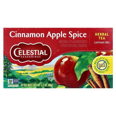 Травяной чай Celestial Seasonings 20 Tea Bags, без кофеина, Cinnamon Apple Spice, 48 г, чайные пакетики