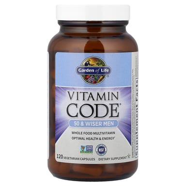 Мультивитамины Garden of Life Vitamin Code® 50 & Wiser Men Whole Food, 120 растительных капсул