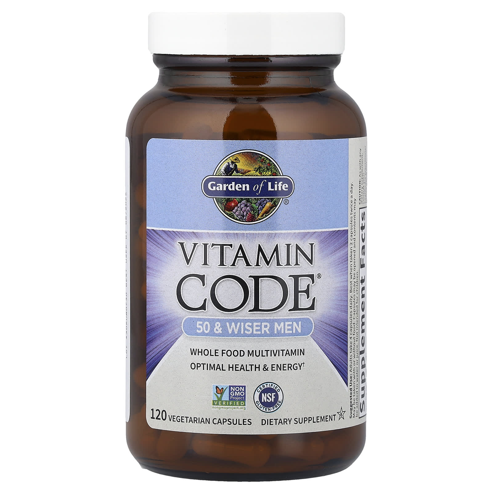 Мультивитамины Garden of Life Vitamin Code® 50 & Wiser Men Whole Food, 120 растительных капсул