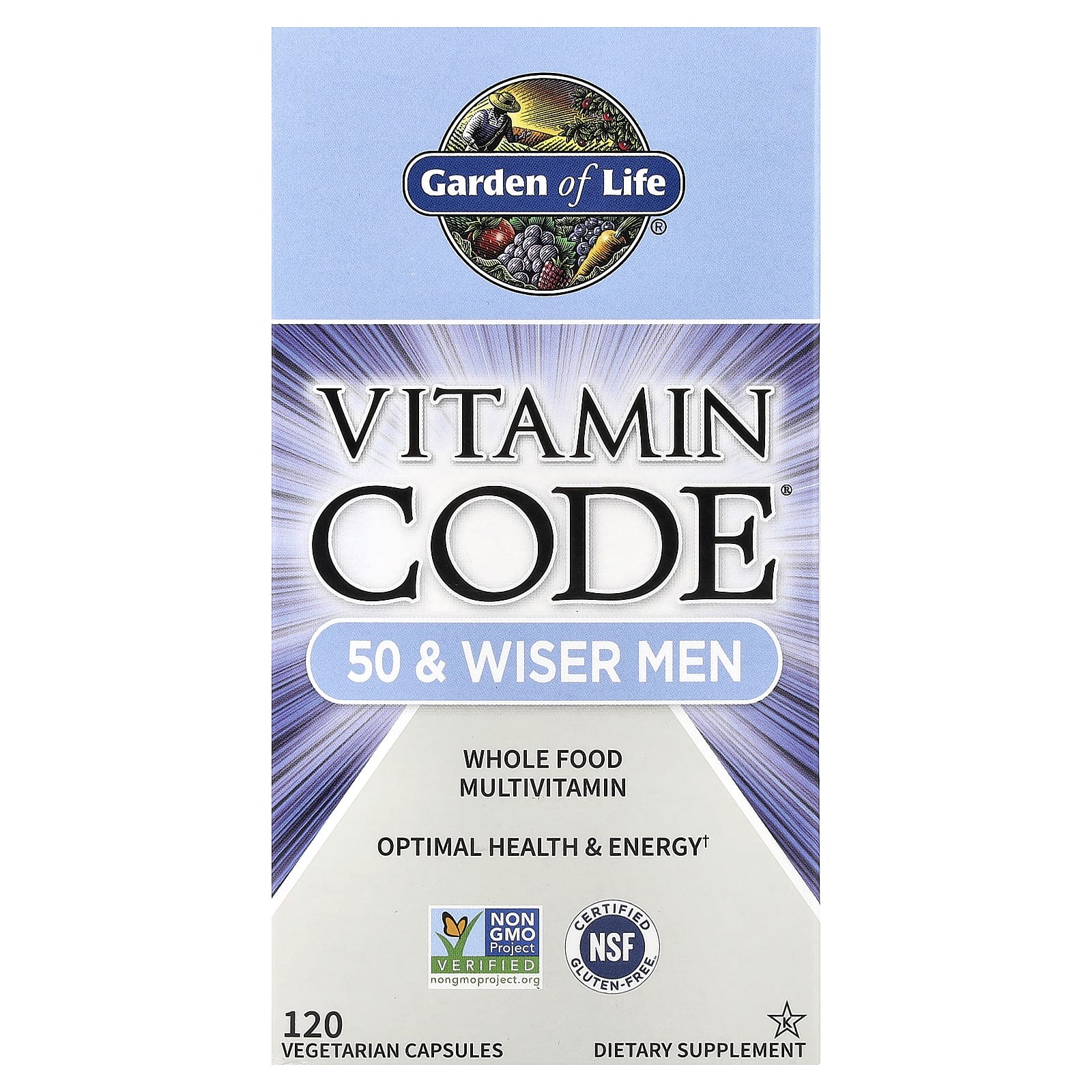 Мультивитамины Garden of Life Vitamin Code® 50 & Wiser Men Whole Food, 120 растительных капсул — фото 2