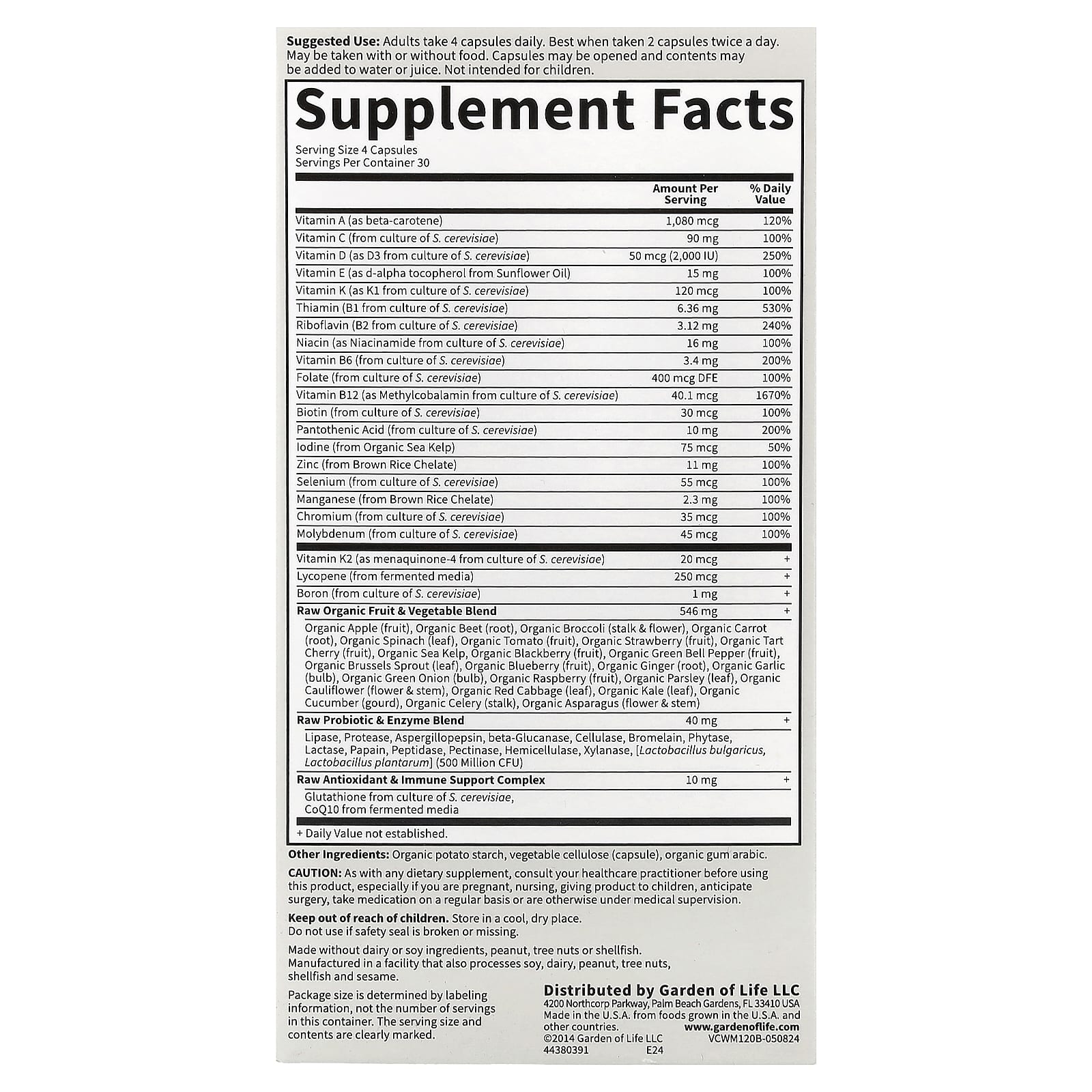 Мультивитамины Garden of Life Vitamin Code® 50 & Wiser Men Whole Food, 120 растительных капсул — фото 3