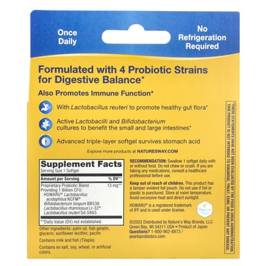 Пробиотик Nature's Way Primadophilus® Reuteri, 1 млрд КОЕ, 60 мягких капсул