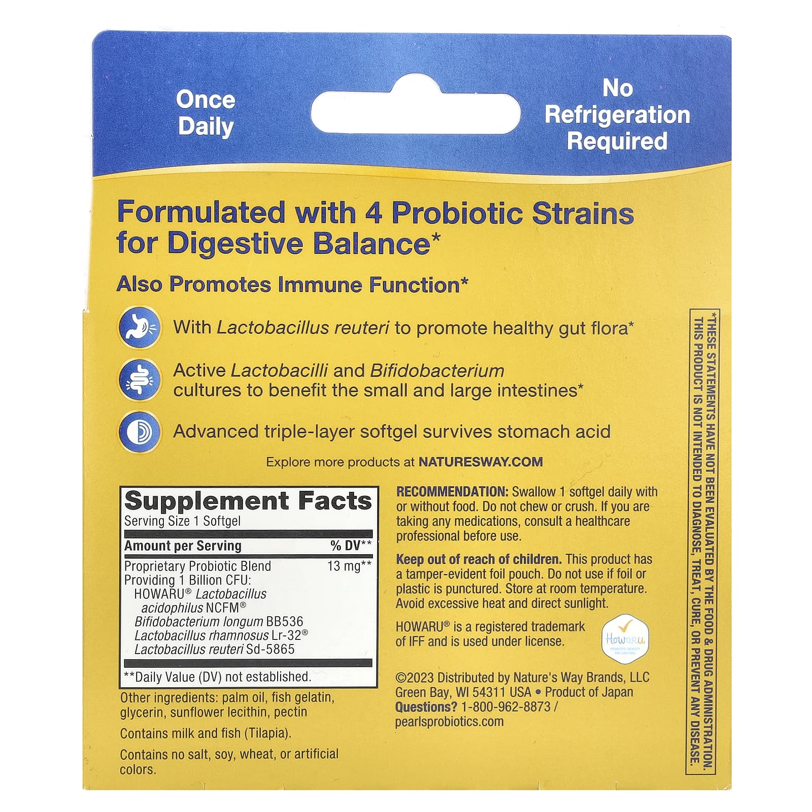Пробиотик Nature's Way Primadophilus® Reuteri, 1 млрд КОЕ, 60 мягких капсул