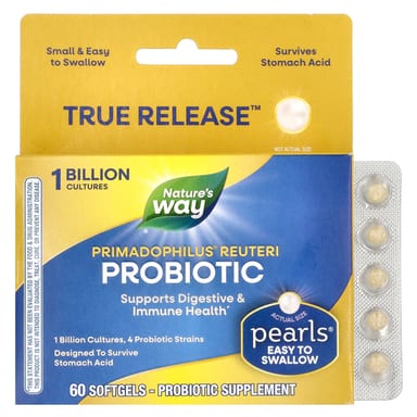 Пробиотик Nature's Way Primadophilus® Reuteri, 1 млрд КОЕ, 60 мягких капсул