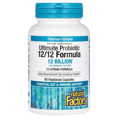 Пробиотик Natural Factors Ultimate 12 Billion, оттенок 12/12 Formula, 60 растительных капсул