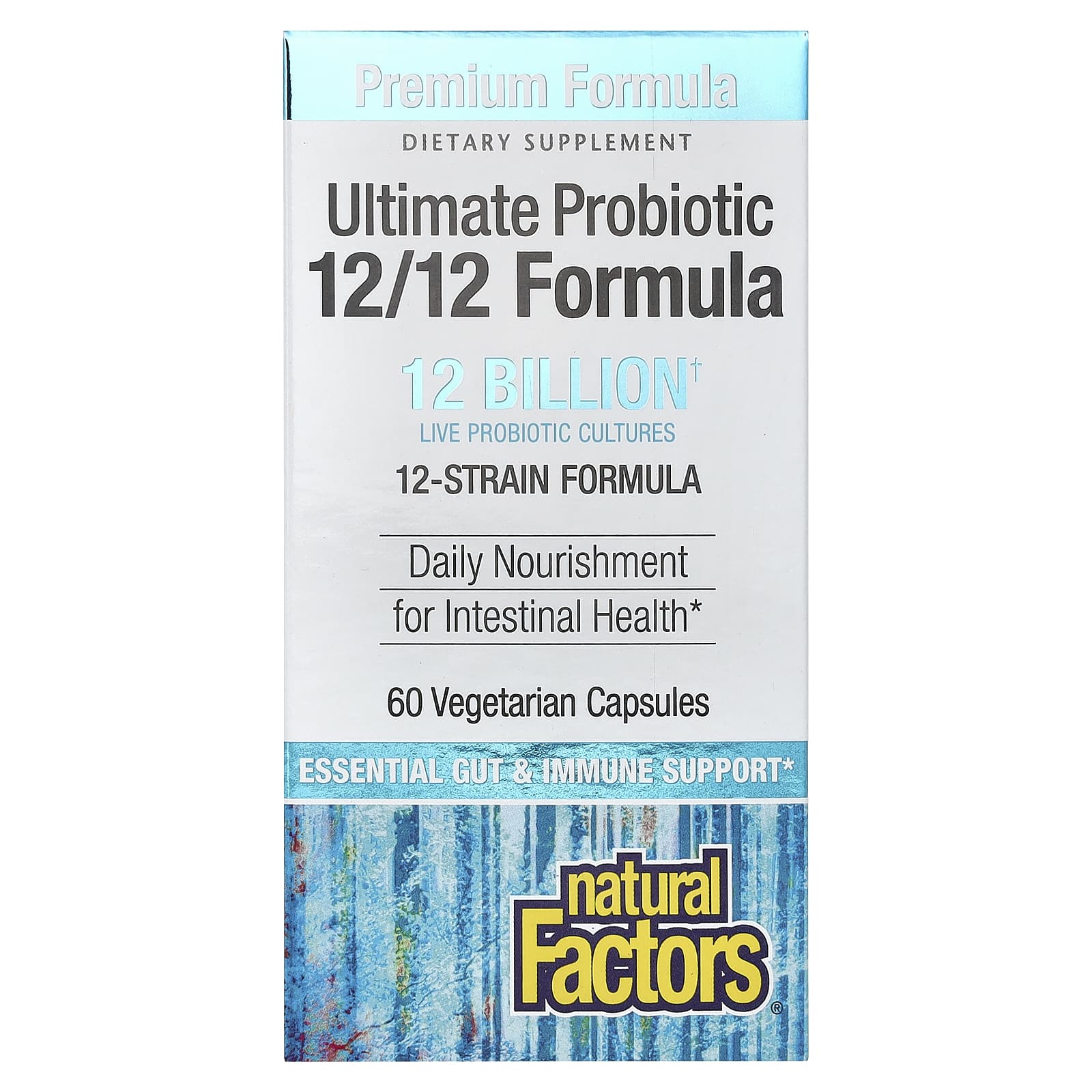 Пробиотик Natural Factors Ultimate 12 Billion, оттенок 12/12 Formula, 60 растительных капсул — фото 3
