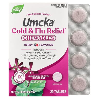 Комплекс Umcka Nature's Way Cold & Flu Relief Chewables, вкус Berry, для детей от 6 лет, 20 таблеток